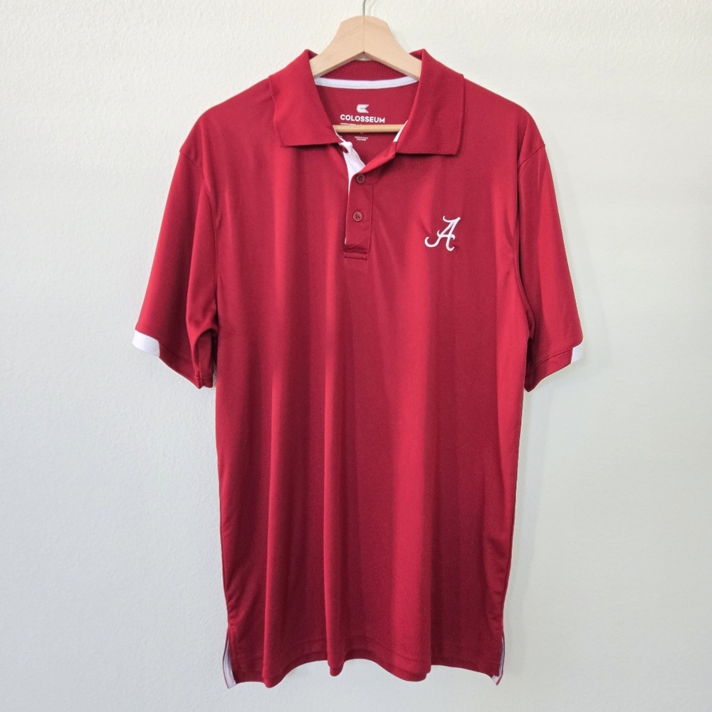 Colosseum Alabama Men's Crimson Polo Shirt with 'A' Script‎ size Large